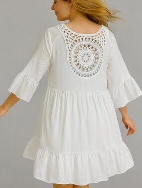 blueisland White Textured Fabric Boho Top